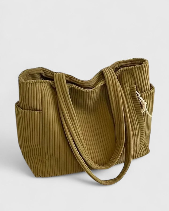Liora Brune | Women's Luxurious Ribbed Tote Bag With Cord Detail