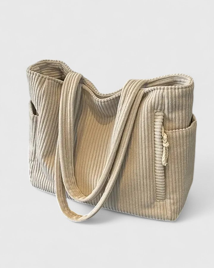 Liora Brune | Women's Luxurious Ribbed Tote Bag With Cord Detail
