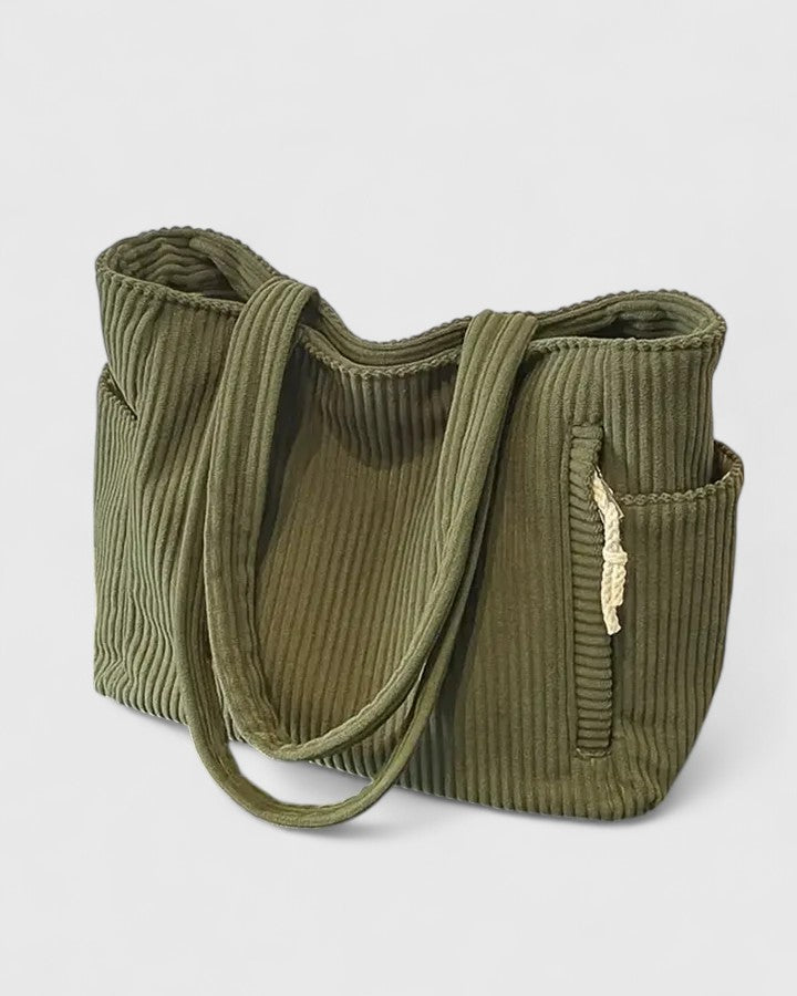 Liora Brune | Women's Luxurious Ribbed Tote Bag With Cord Detail
