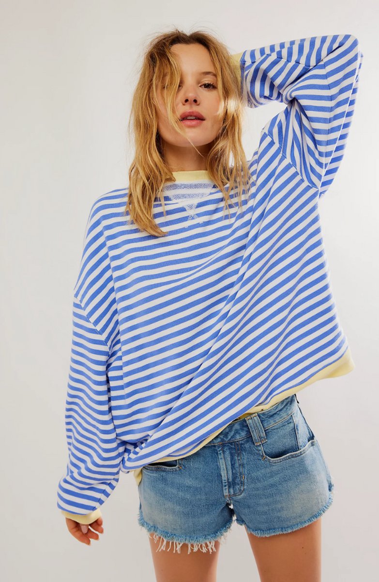 Maylis Fresnel | Women's Oversized Striped Long-Sleeve Pullover Sweater