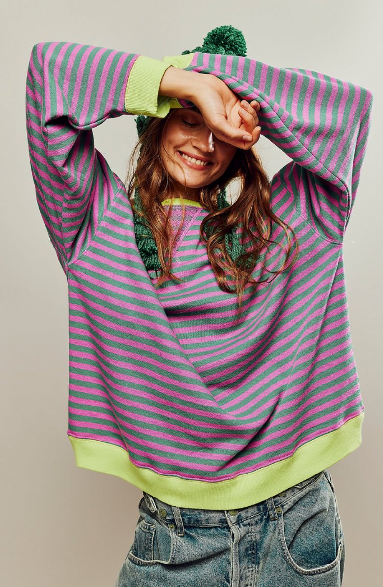 Maylis Fresnel | Women's Oversized Striped Long-Sleeve Pullover Sweater