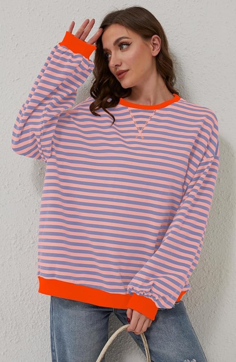 Maylis Fresnel | Women's Oversized Striped Long-Sleeve Pullover Sweater