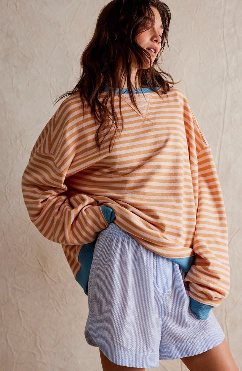 Maylis Fresnel | Women's Oversized Striped Long-Sleeve Pullover Sweater
