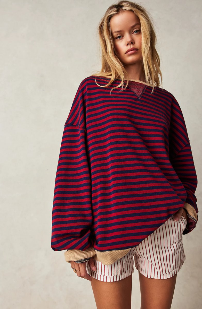 Maylis Fresnel | Women's Oversized Striped Long-Sleeve Pullover Sweater