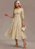 Madeleine Tron | Women's Midi Chiffon Skirt With Floral Lace Detail