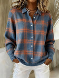 Elara Coeur | Women's Mira Knitted Blouse With Check Pattern