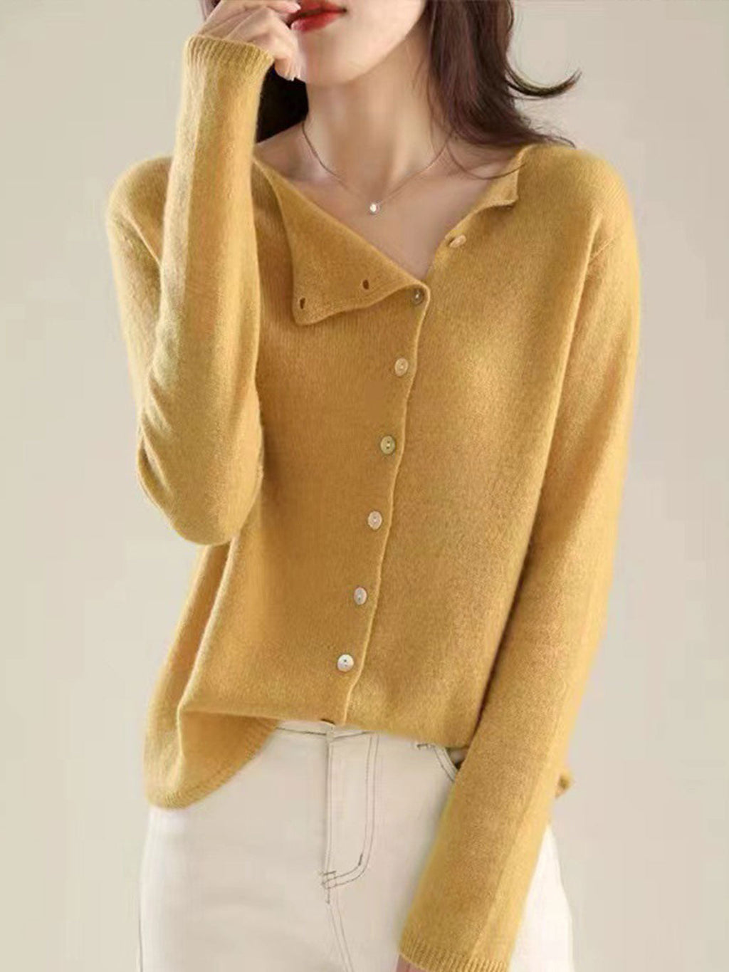 Noemie Granet | Women's Asymmetric Long Sleeves Cardigan
