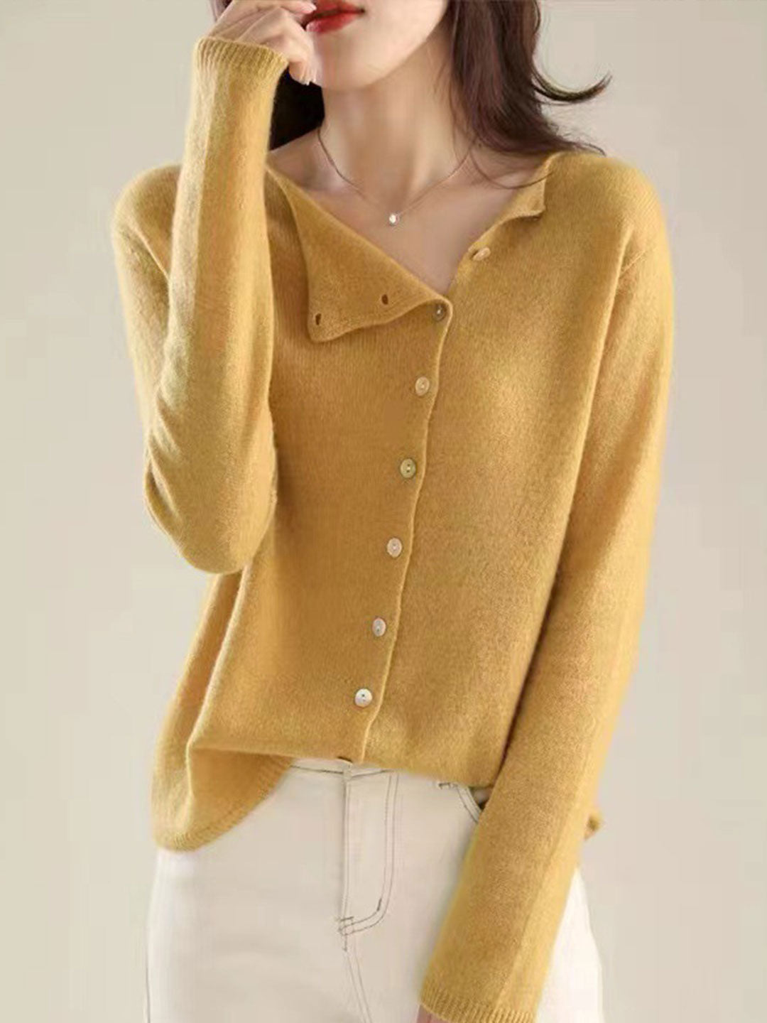 Noemie Granet | Women's Asymmetric Long Sleeves Cardigan