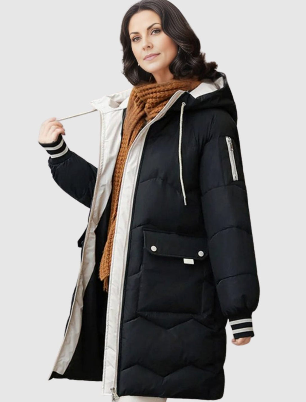 Oriane Hamel | Women's Insulated Hooded Mid-Length Puffer Winter Coat