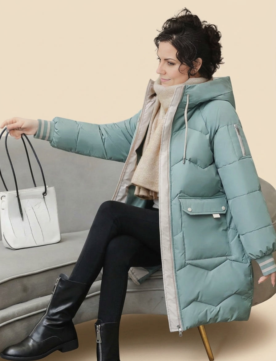 Oriane Hamel | Women's Insulated Hooded Mid-Length Puffer Winter Coat