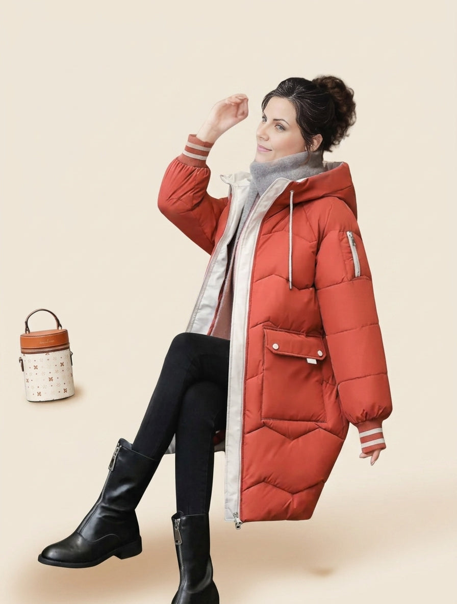 Oriane Hamel | Women's Insulated Hooded Mid-Length Puffer Winter Coat