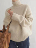 Camille Trell | Women's Oversized Turtleneck Cashmere Knit Sweater