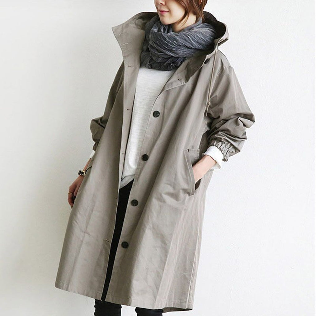 Joëlle Vance | Women's Oversized Water Resistant Button Front Trench Coat