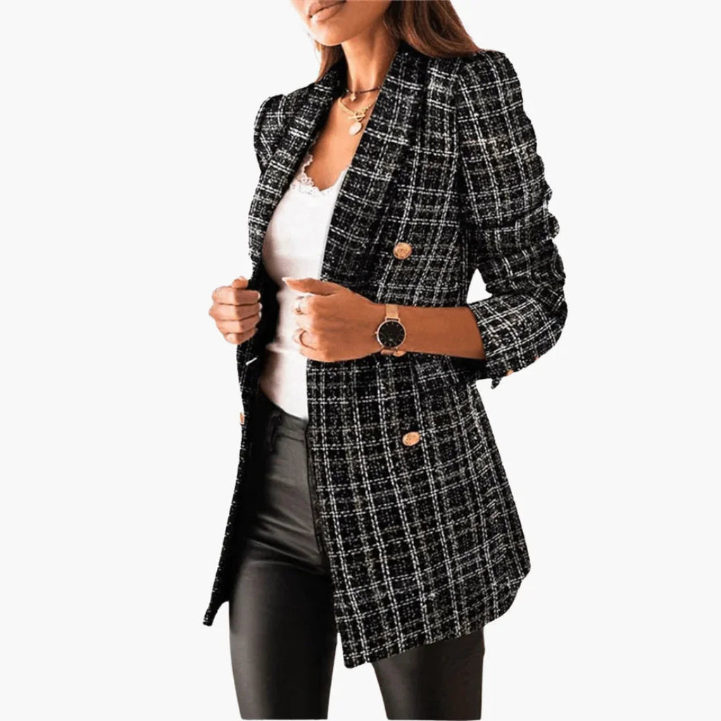 Pascale Herval | Women's Elegant Tweed Blazer with Button Detail
