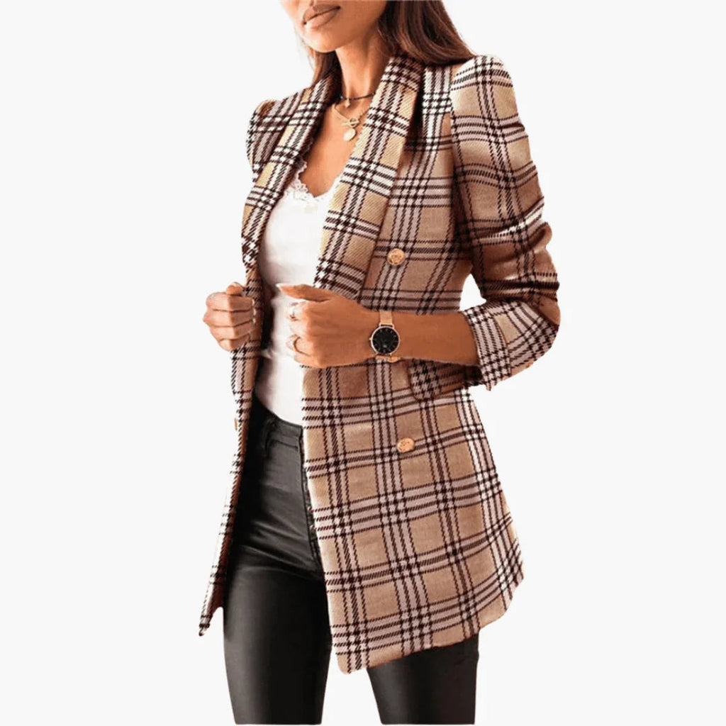 Pascale Herval | Women's Elegant Tweed Blazer with Button Detail