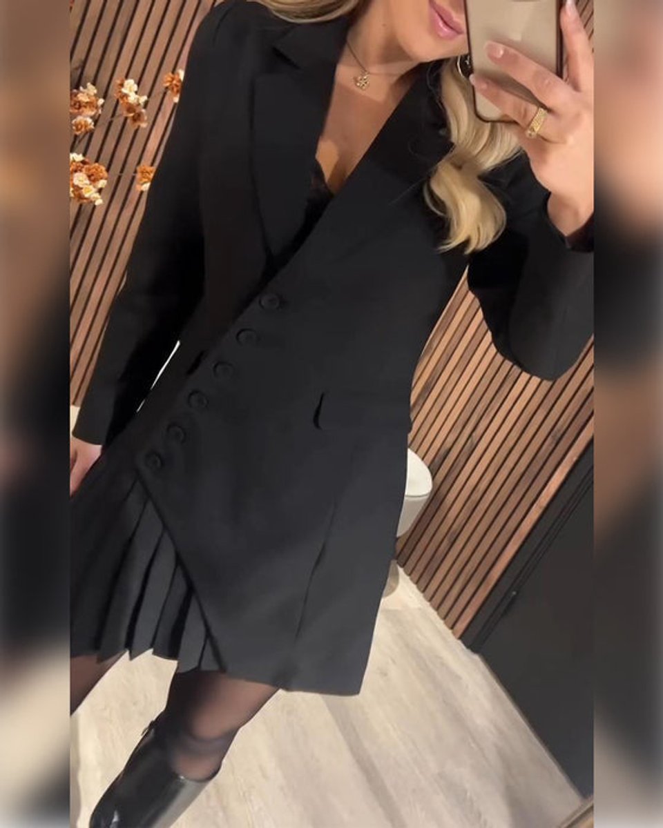 Perrine Isseau | Women's Long-Sleeve Pleated Blazer Formal Dress