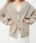 Lyra Cresson | Women's Relaxed Fit V Neck Cashmere Button Front Cardigan