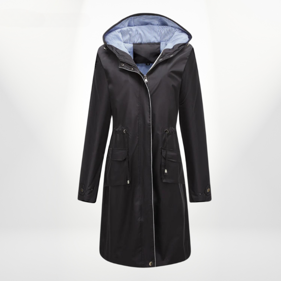 Rosalie Lambel | Women's Structured Rain Jacket with Hood and Drawstring Waist