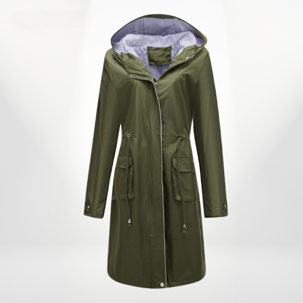 Rosalie Lambel | Women's Structured Rain Jacket with Hood and Drawstring Waist