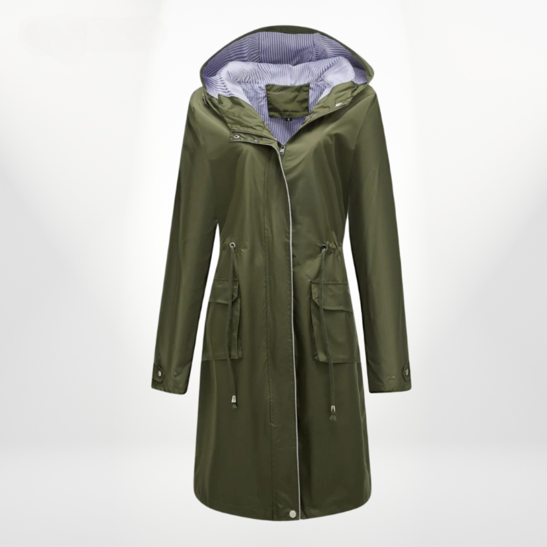 Rosalie Lambel | Women's Structured Rain Jacket with Hood and Drawstring Waist
