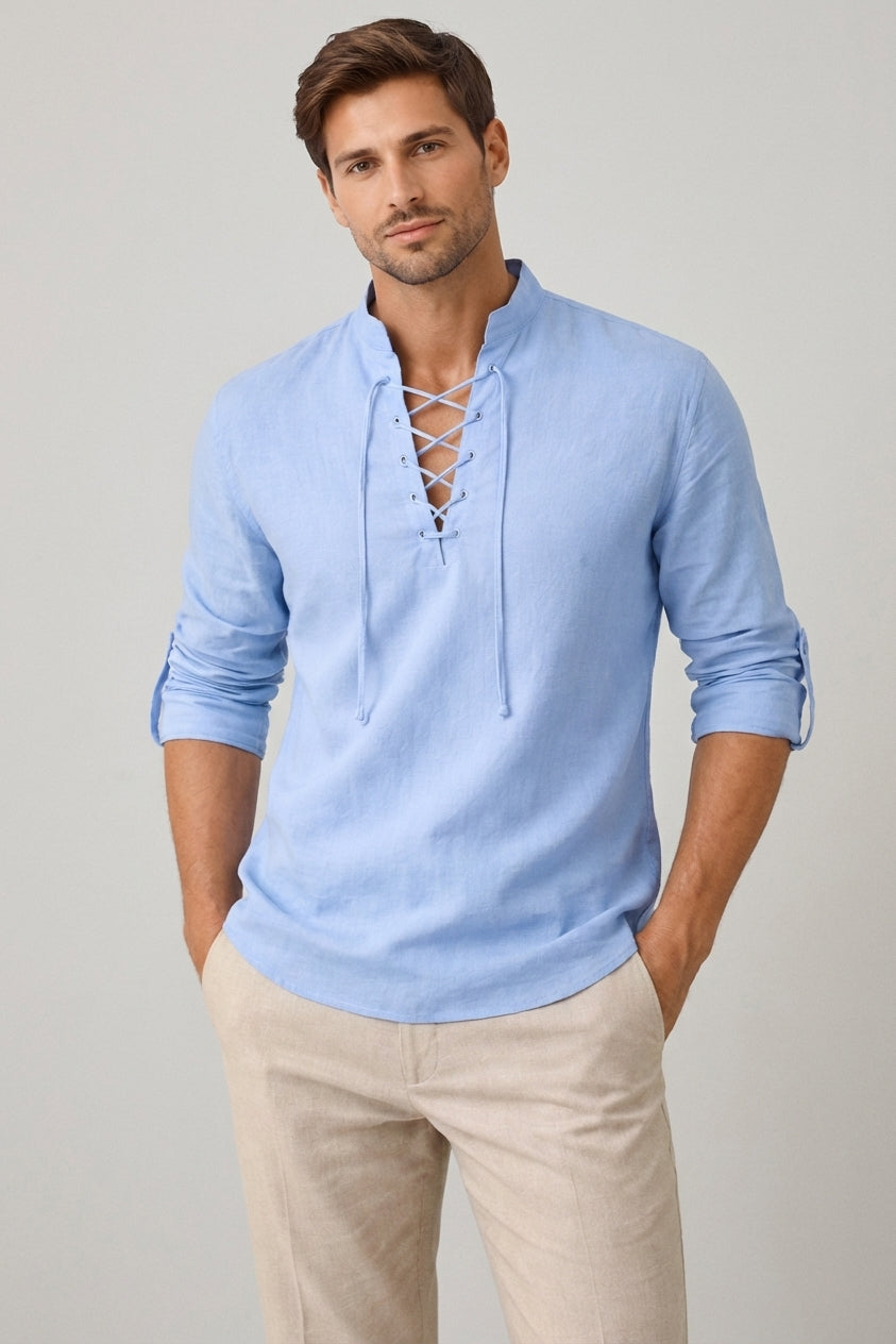 Finlay Russe | Men Lace-Up Long Sleeve Shirt