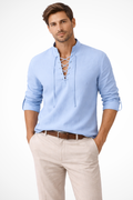 Bram Veld | Men's Linen Lace-Up Casual Shirt