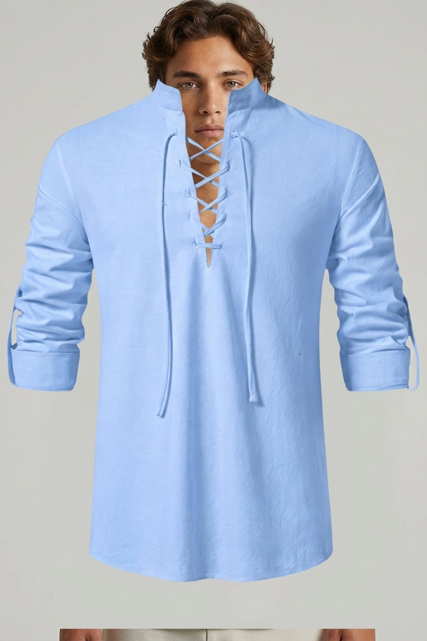 Finlay Russe | Men Lace-Up Long Sleeve Shirt