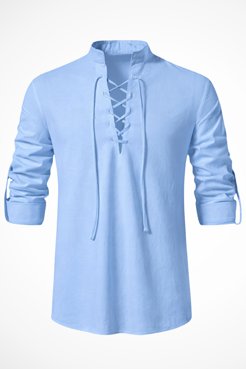 Bram Veld | Men's Linen Lace-Up Casual Shirt