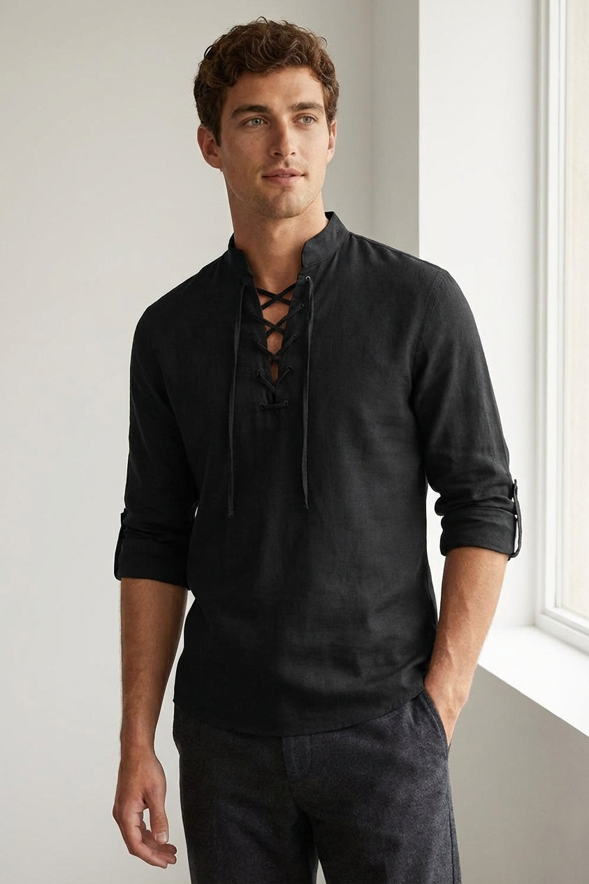 Finlay Russe | Men Lace-Up Long Sleeve Shirt