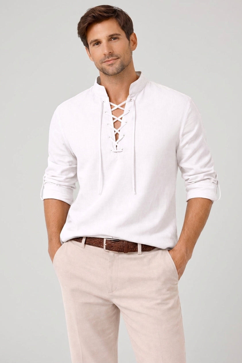 Finlay Russe | Men Lace-Up Long Sleeve Shirt