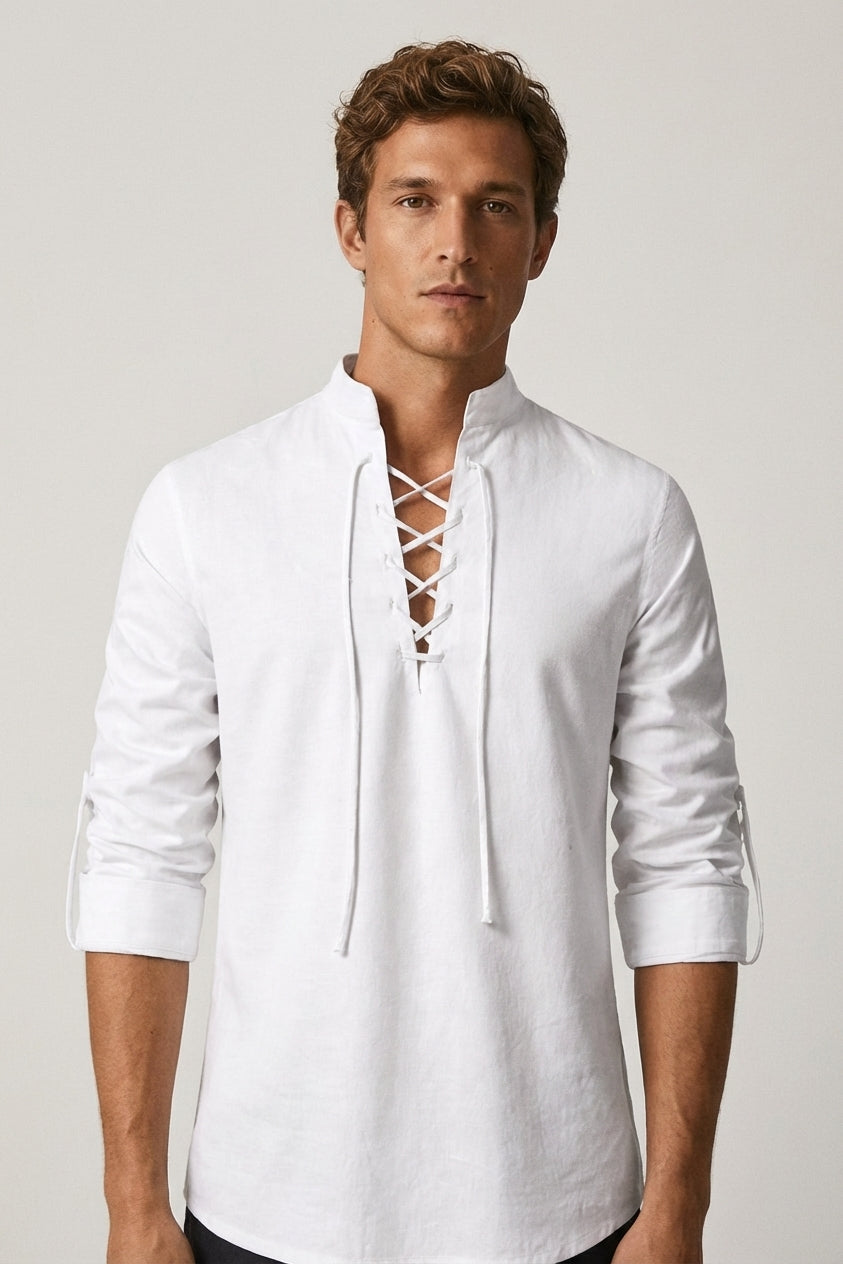 Finlay Russe | Men Lace-Up Long Sleeve Shirt