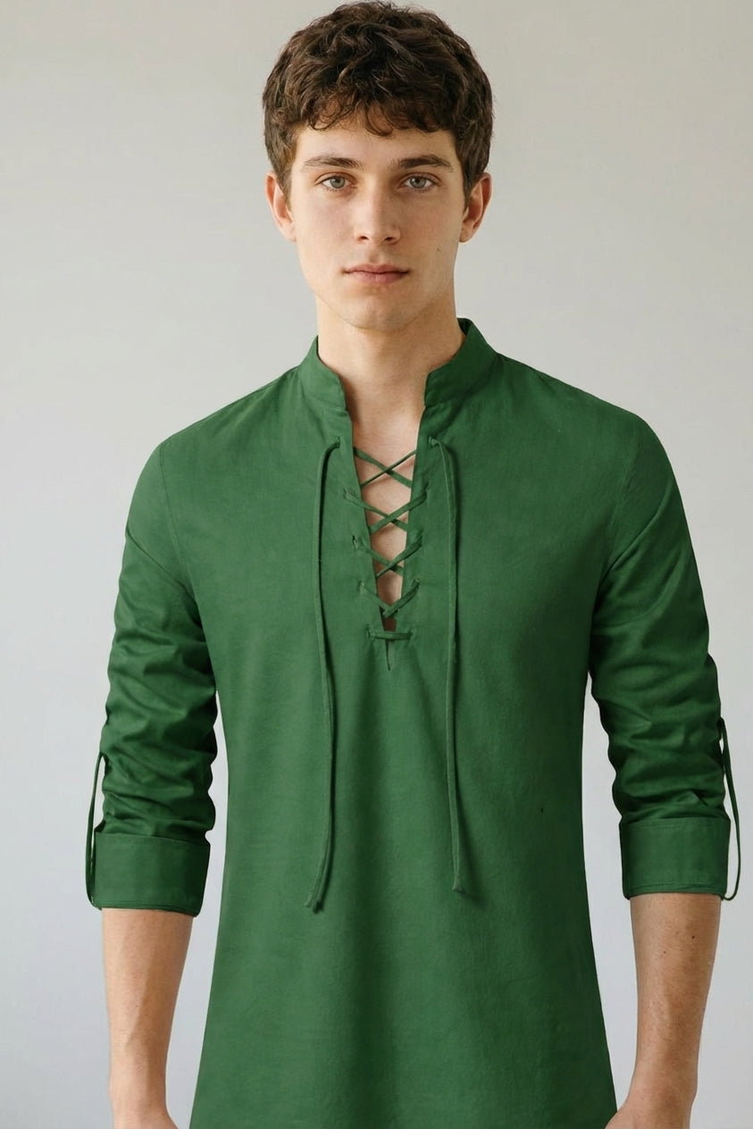 Finlay Russe | Men Lace-Up Long Sleeve Shirt