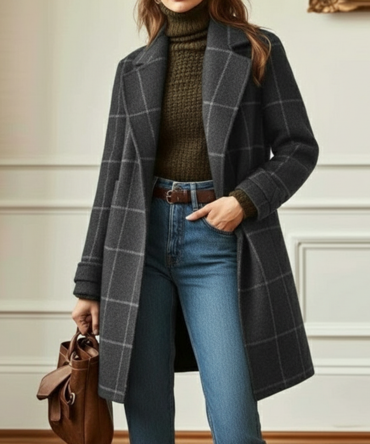 Sabine Langre | Women's Wool Check Coat