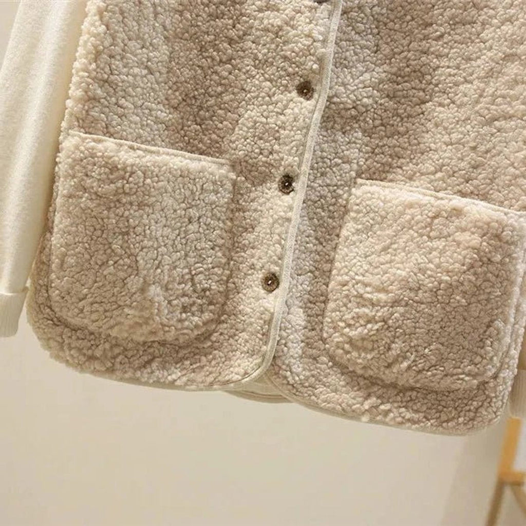 Adrienne Rey | Women's Sherpa Fleece Button Front Puffer Vest