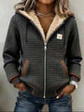 Clémence Lussac | Women's Sherpa Lined Quilted Jacket Full Zip Hooded Fleece