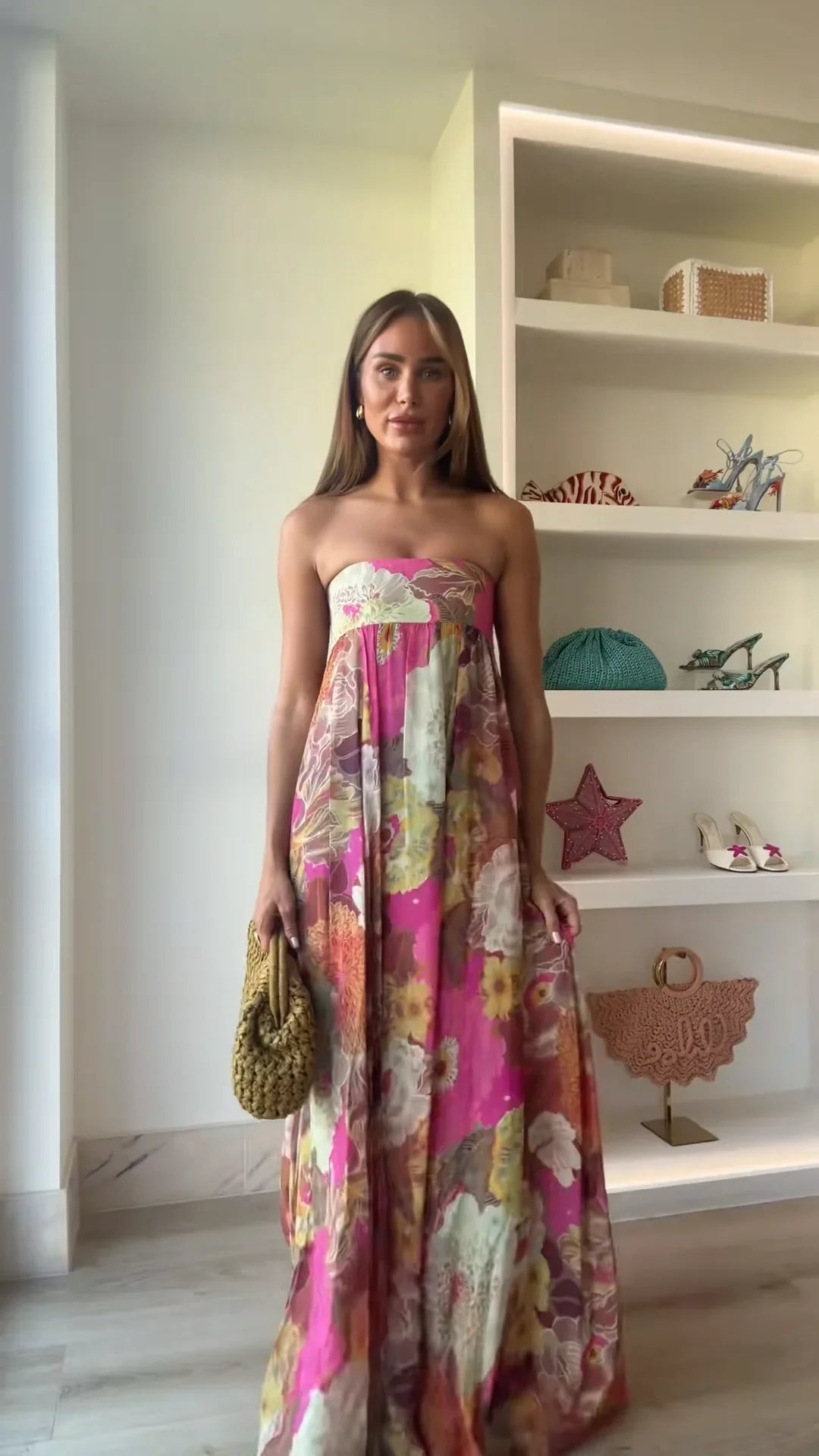 Bérénice Cor | Women's Strapless Floral Maxi Wedding Guest Dress