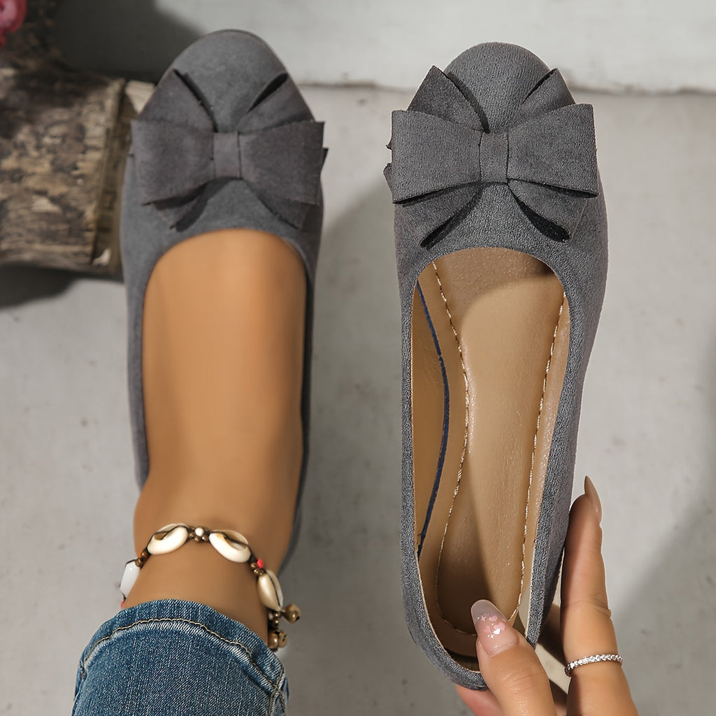 Maxine Rovel | Women's Suede Bow Detail Wedge Ballet Flats