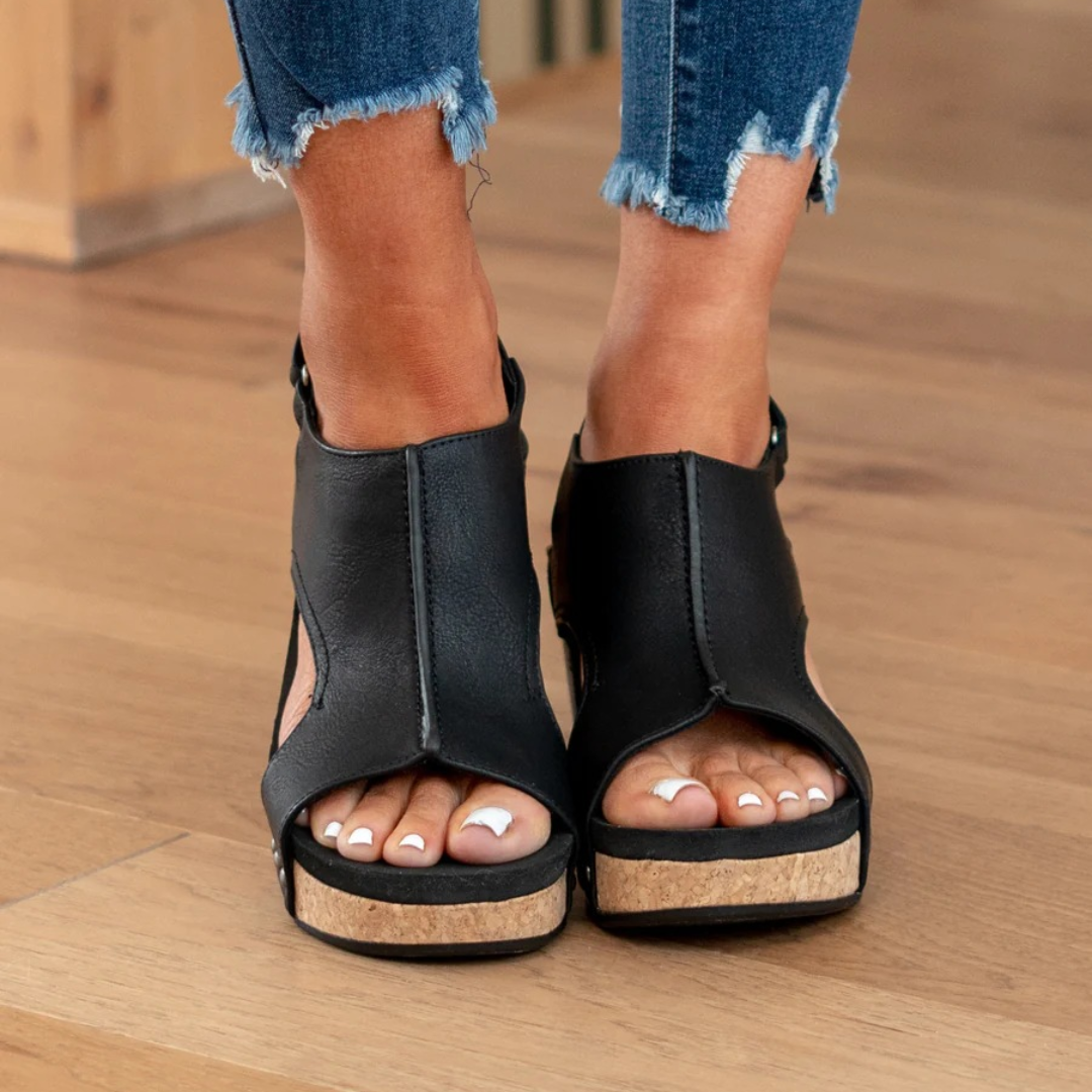Coraline Velt | Women's Suede Wedge Sandals