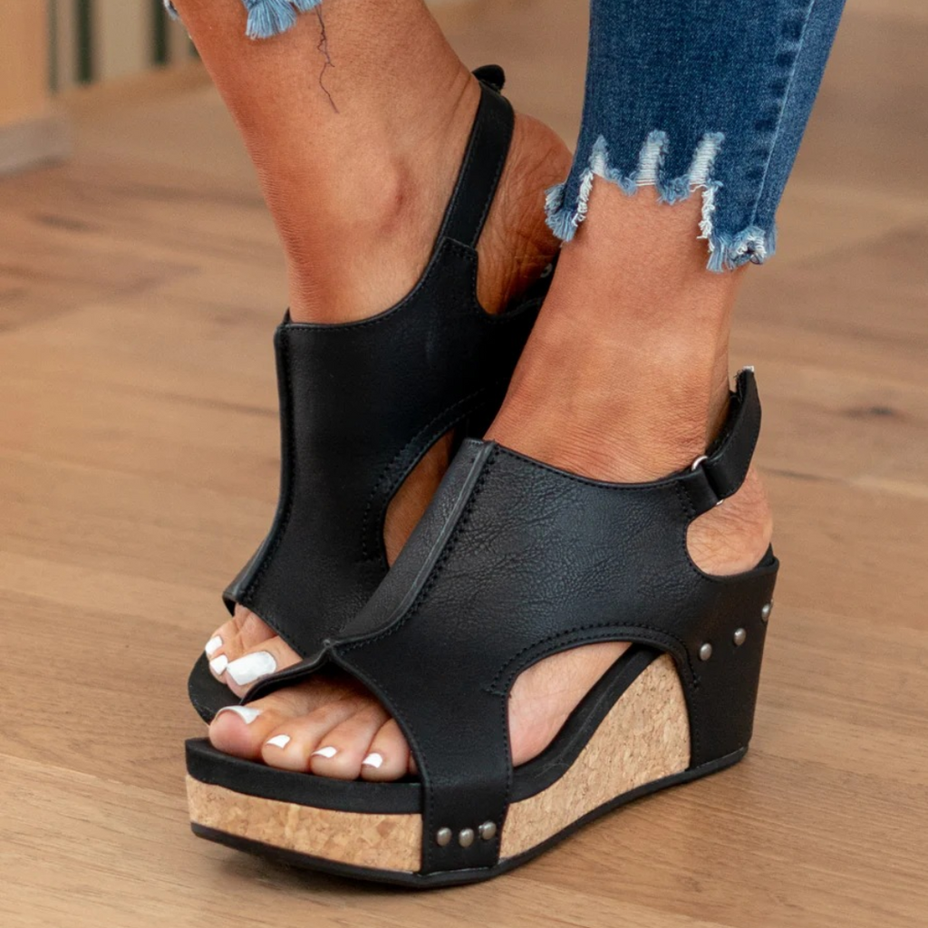 Coraline Velt | Women's Suede Wedge Sandals