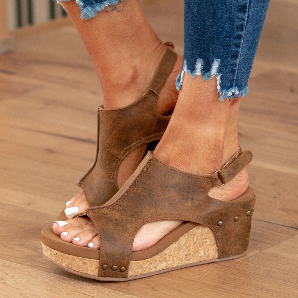 Coraline Velt | Women's Suede Wedge Sandals