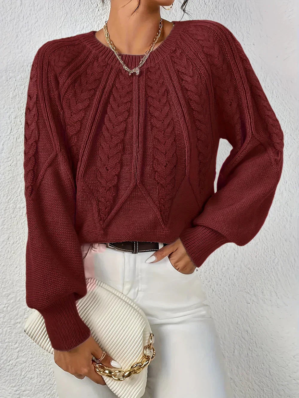 Estelle Zellin | Women's Textured Crewneck Style Sweater