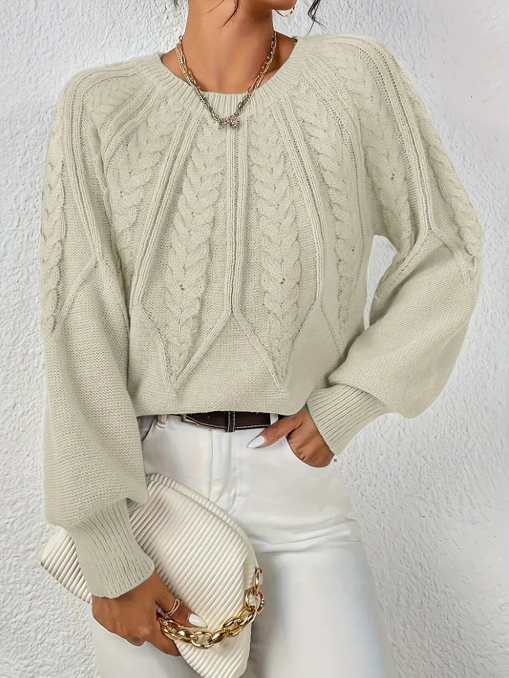 Estelle Zellin | Women's Textured Crewneck Style Sweater