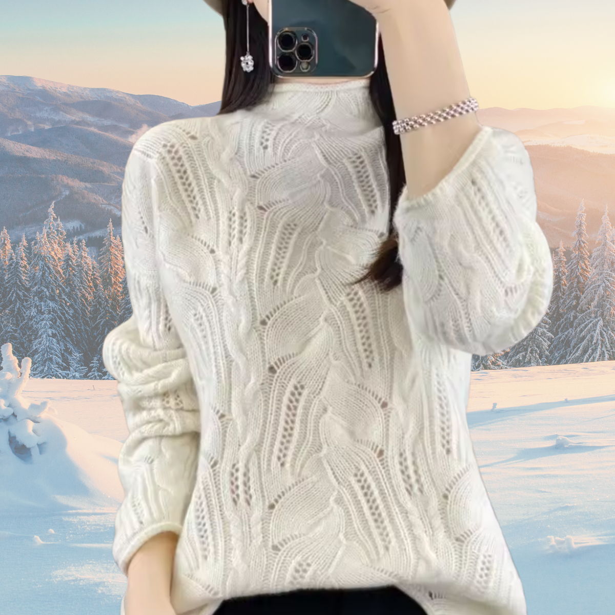 Inès Cresson | Women's Turtleneck With Knit Detail