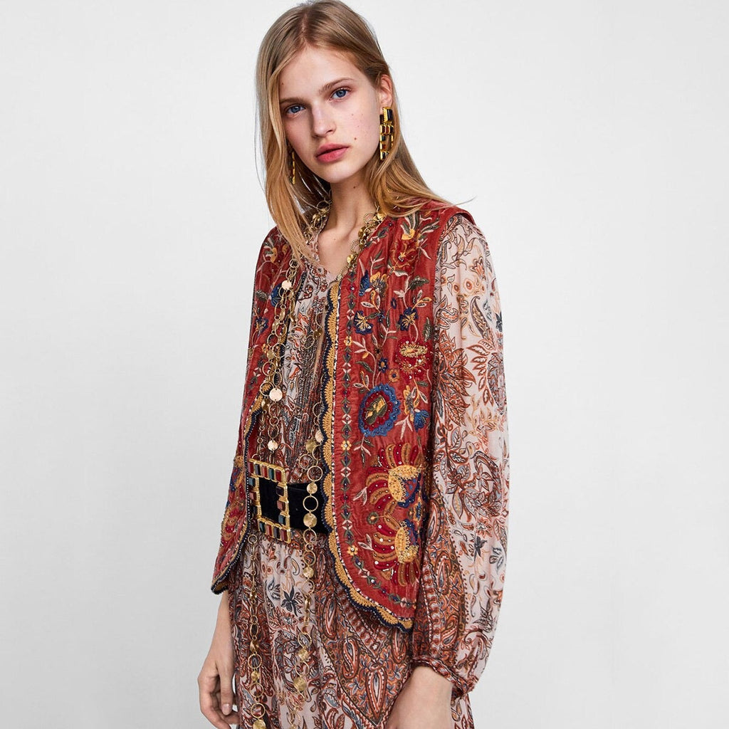 Valentine Linet | Women's Boho Embroidered Vest