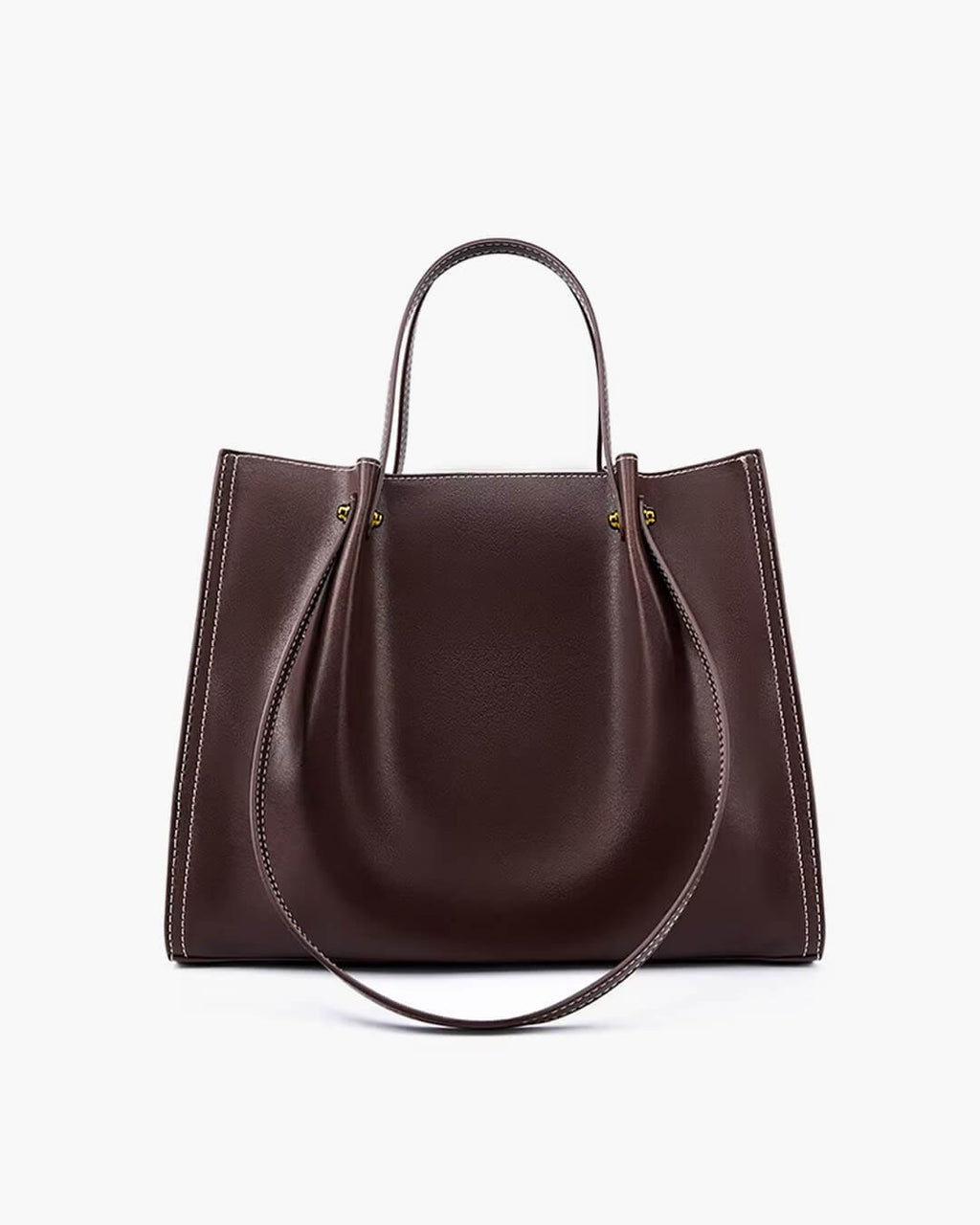 Camélia Perrin | Women's Vegan Leather Minimalist Contrast Stitch Tote Bag