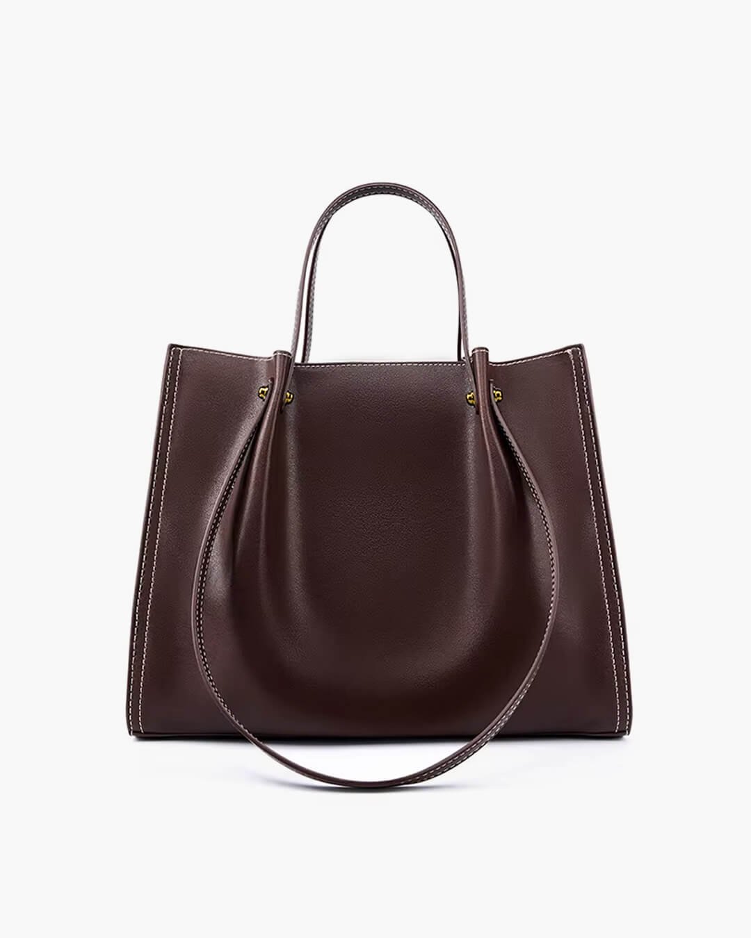 Camélia Perrin | Women's Vegan Leather Minimalist Contrast Stitch Tote Bag