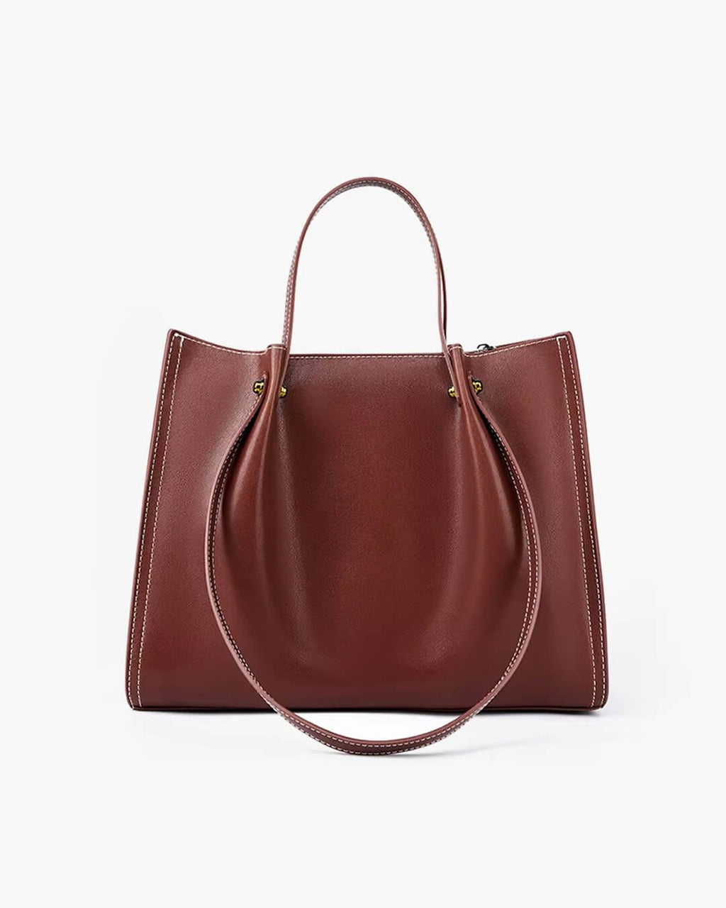 Camélia Perrin | Women's Vegan Leather Minimalist Contrast Stitch Tote Bag