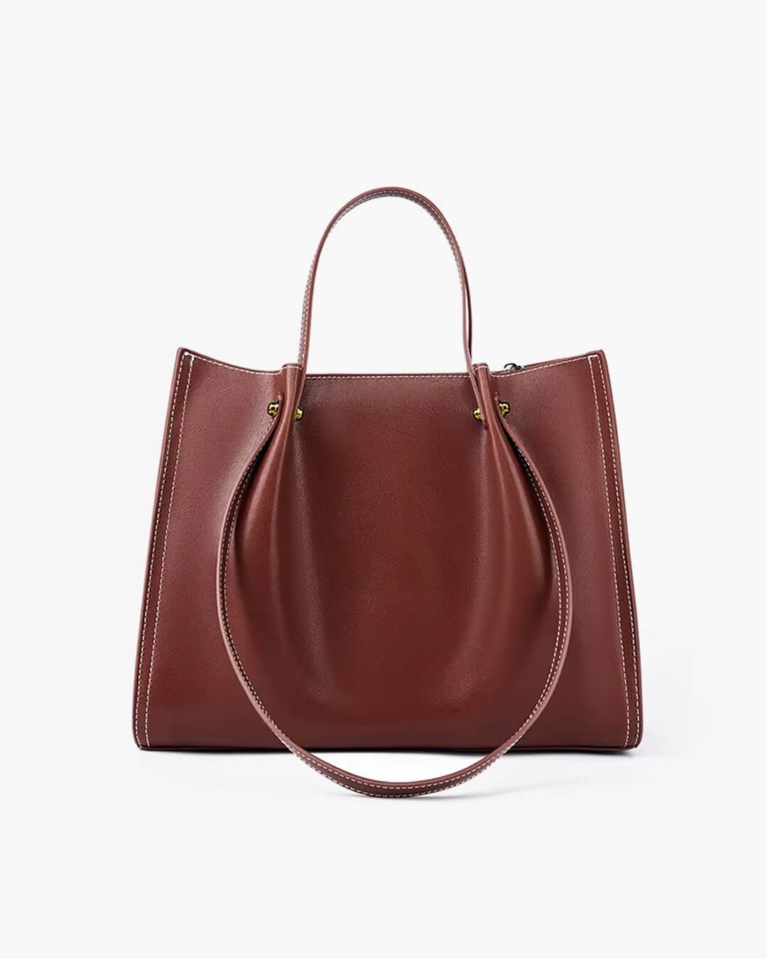 Camélia Perrin | Women's Vegan Leather Minimalist Contrast Stitch Tote Bag