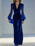 Cléa Aro | Women's Velvet V Neck Mesh Trim Co Ord Set