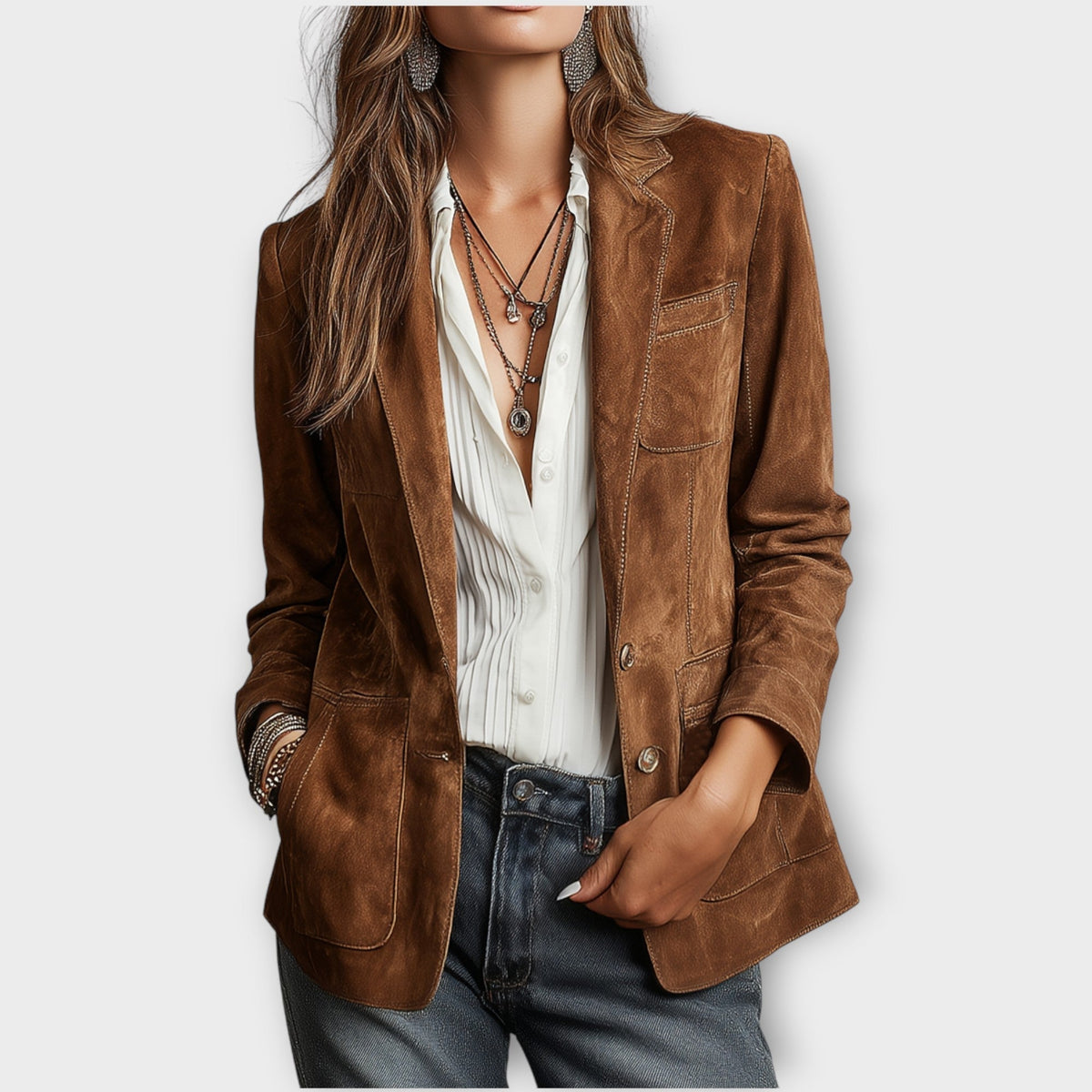 Estée Lan | Women's Vintage Suede Blazer